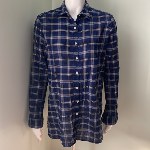 Johnny Was M 3J Workshop Lana Scarf Shirt Button Front Plaid - Picture 3 of 9